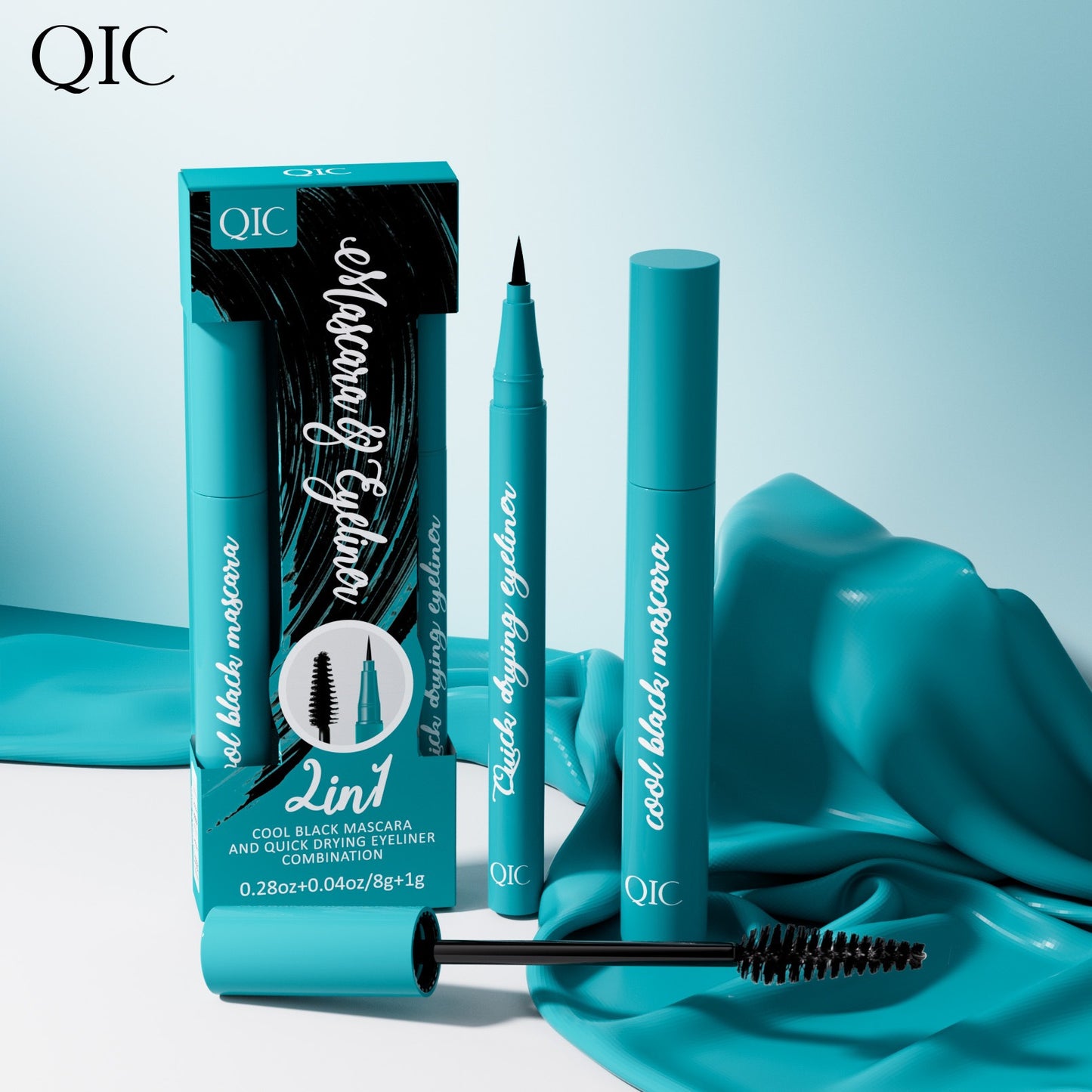 QIC Green Box 2in1 Eyeliner + Mascara Set Waterproof and Smudge-free Long, Thick and Curled Makeup