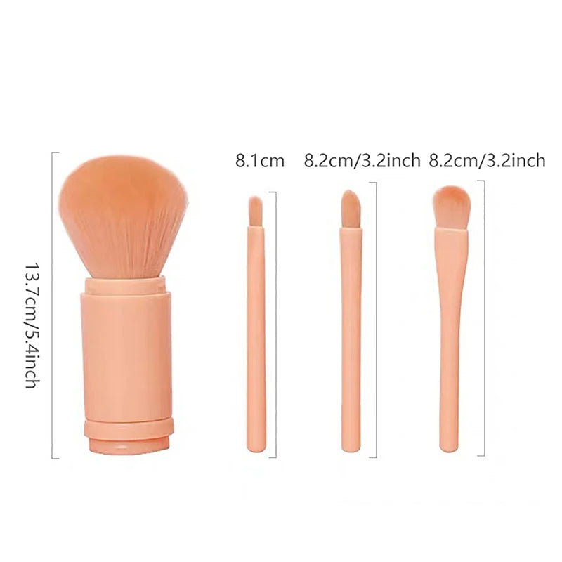 4 In 1 Telescopic Makeup Brush Portable Travel Makeup Brushes Set Eyeshadow Loose Powder Mini Makeup Brush Beauty Tools