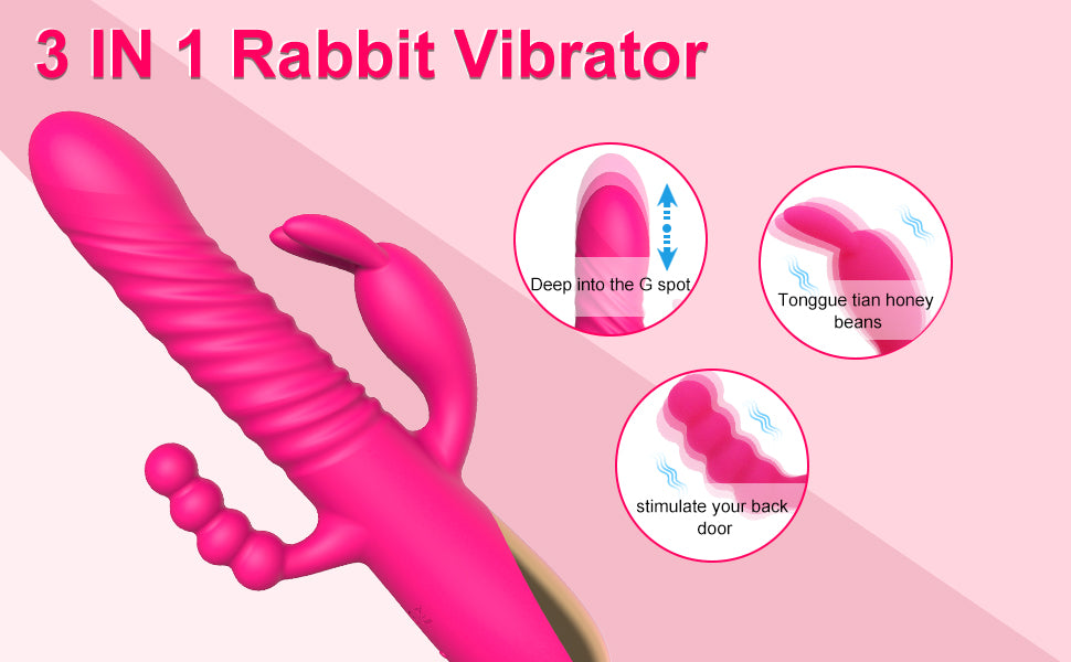 FUN MATES Rabbit Vibrator 3 in 1 Dildo Vibrator