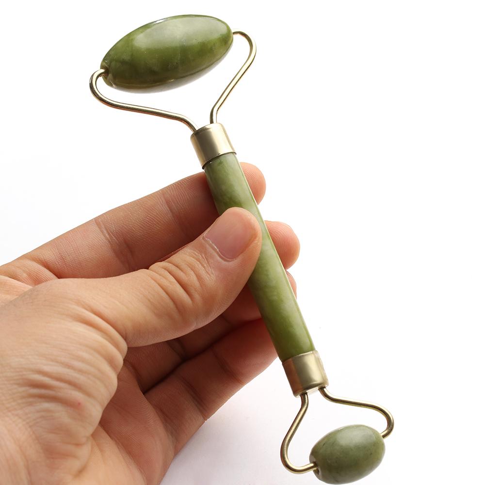 Double Head Green Jade Roller Massager Eye Face Neck Facial Relax Slimming  Care Tools