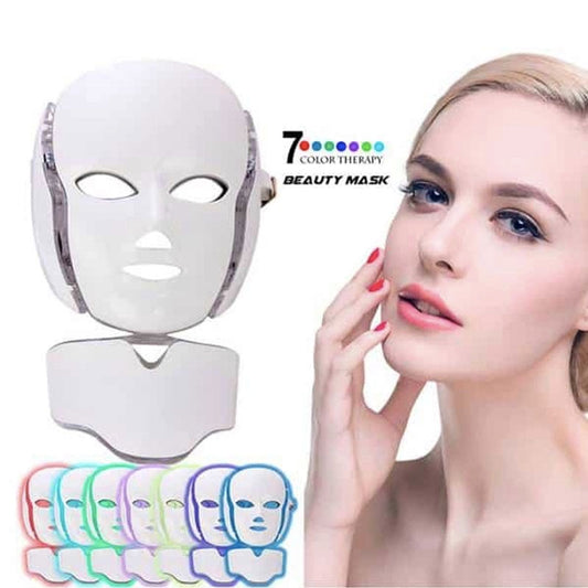 7 Color Photon LED Facial Neck Mask For Skin Rejuvenation, Acne, Pore, Anti-Aging Beauty Light Therapy Light For Home Use