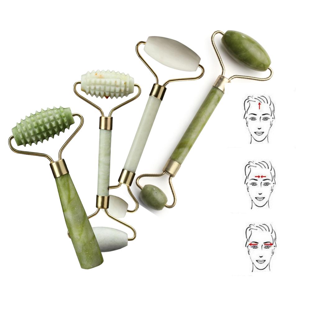 Double Head Green Jade Roller Massager Eye Face Neck Facial Relax Slimming  Care Tools