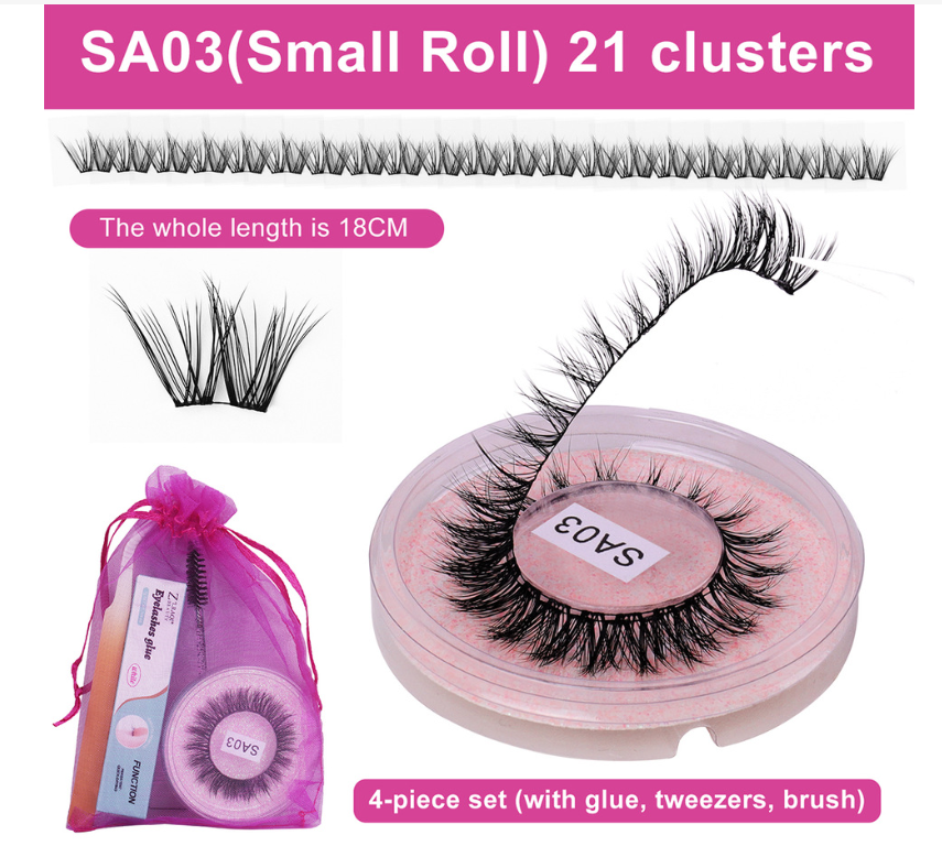 DIY false eyelashes set whole cut eyelashes European and American thick curling travel size eyelash combination