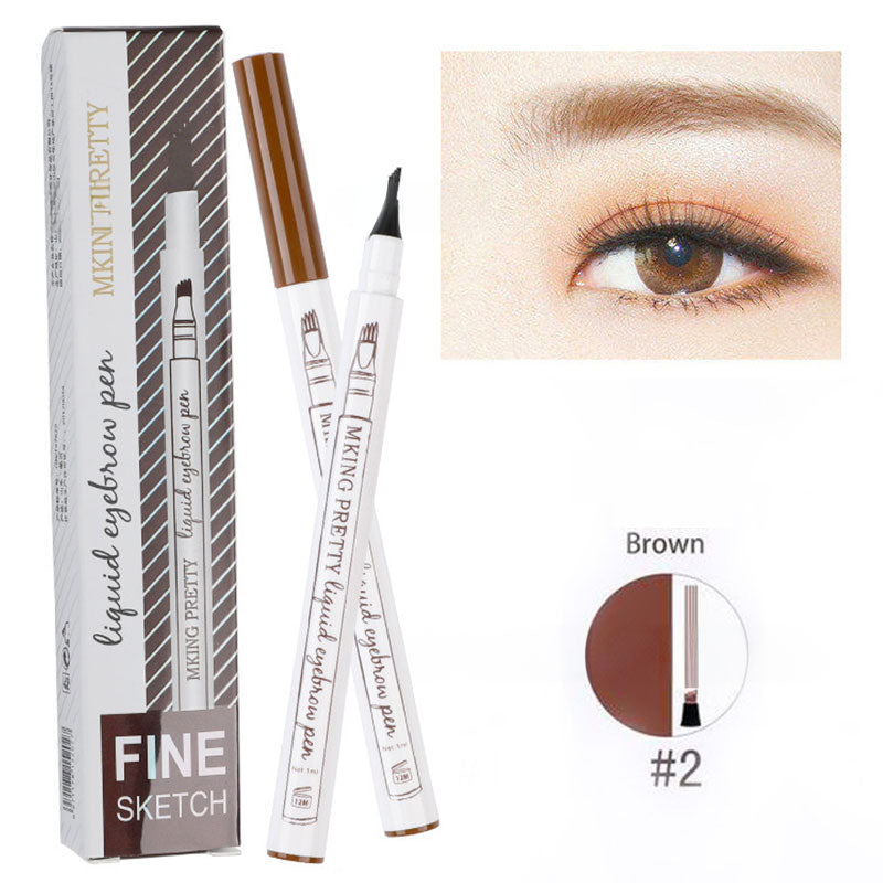 Makeup Micro Sculpture Fine Grain Eyebrow Pen Four Fork Eyebrow Pen Anti Sweating and Non Staining Liquid Eyebrow Pen Four Head