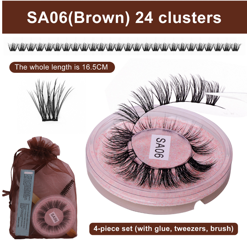 DIY false eyelashes set whole cut eyelashes European and American thick curling travel size eyelash combination