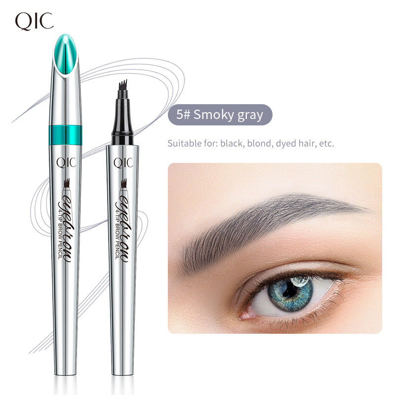 Imitation wild eyebrow waterproof and non smudging four claw forked liquid eyebrow pencil