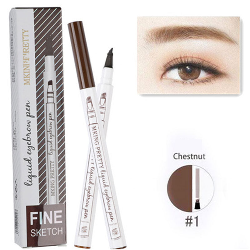 Makeup Micro Sculpture Fine Grain Eyebrow Pen Four Fork Eyebrow Pen Anti Sweating and Non Staining Liquid Eyebrow Pen Four Head