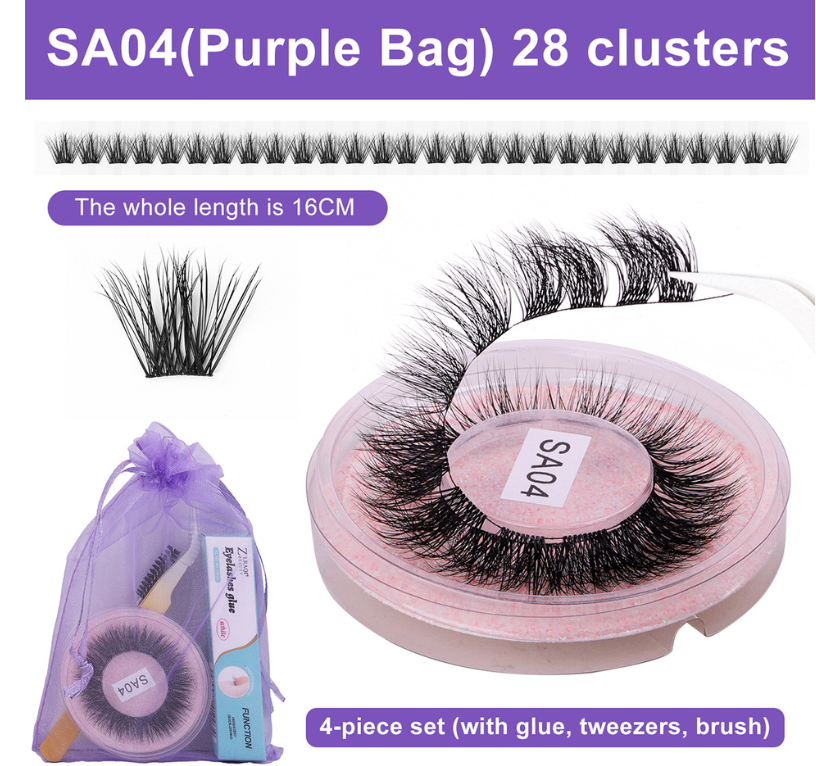 DIY false eyelashes set whole cut eyelashes European and American thick curling travel size eyelash combination