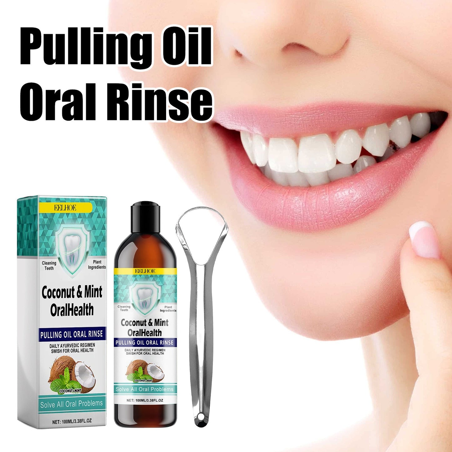 EELHOE   Oral Coconut Oil Mouthwash Removes Stains Beautifies Teeth Freshens Breath Cleans Mouth And Protects Gums