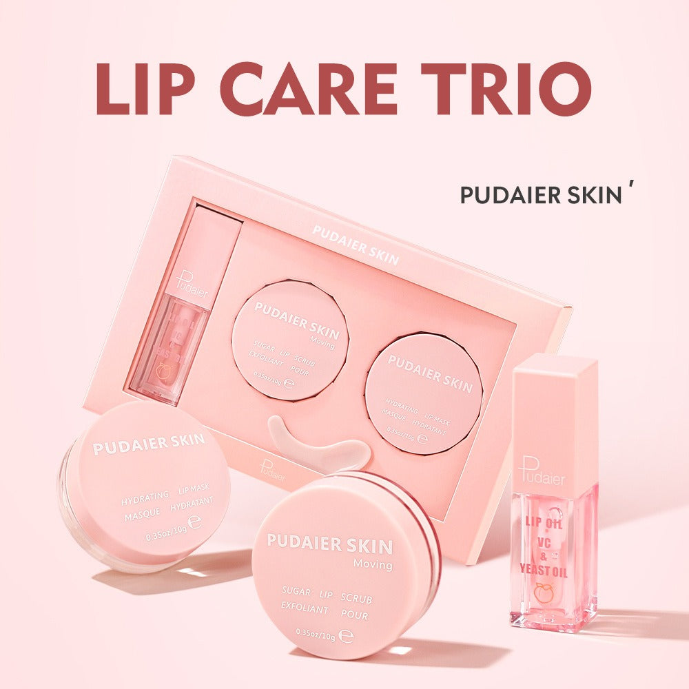 Pudaier Lip Care Set Exfoliating Lip Scrub Moisturizing Lip Mask Lip Oil Lipstick