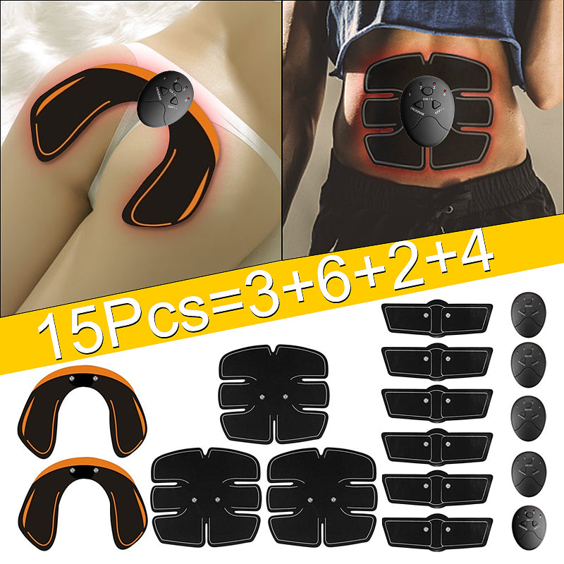 15PCS/Set EMS Muscle Abdominal Trainer Smart Wireless Muscle ABS Hip Abdominal Muscle Stimulator Massage Set Weight Loss - ultrsbeauty