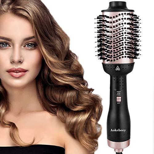 Hair Dryer Brush, One Step Hair Dryer & Volumizer, Hot Air Brush for Hair Styling, Multifunctional 5-in-1 Salon Negative Ionic Hair Straightener & Curly Hair Comb - White and Gold - ultrsbeauty