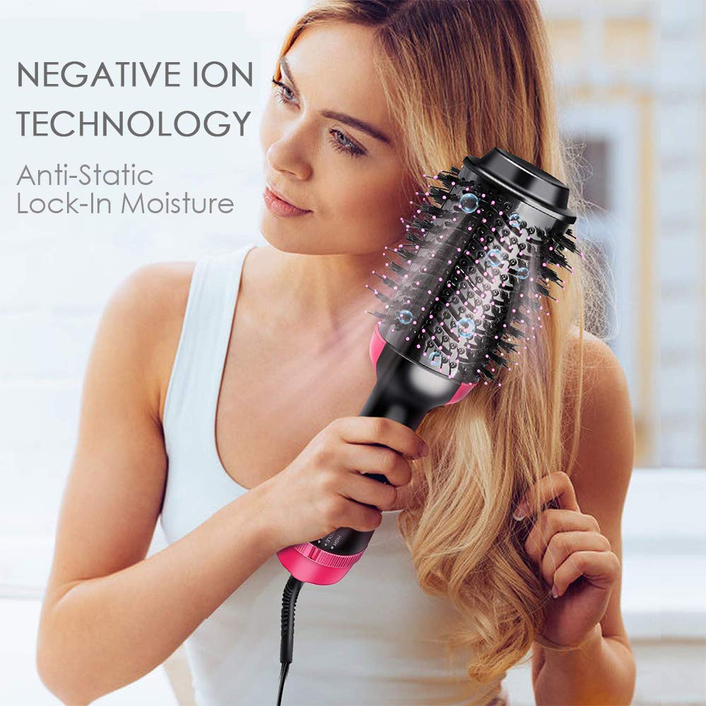 Hair Dryer Brush and Hot Air Hair Brush 3 in 1 Electric One Step Hair Dryer Volumizer with Negative Ion Curling Dryer Brush Styler, Hair Straightening Brush, Rotating Blow Dryer Brush - ultrsbeauty