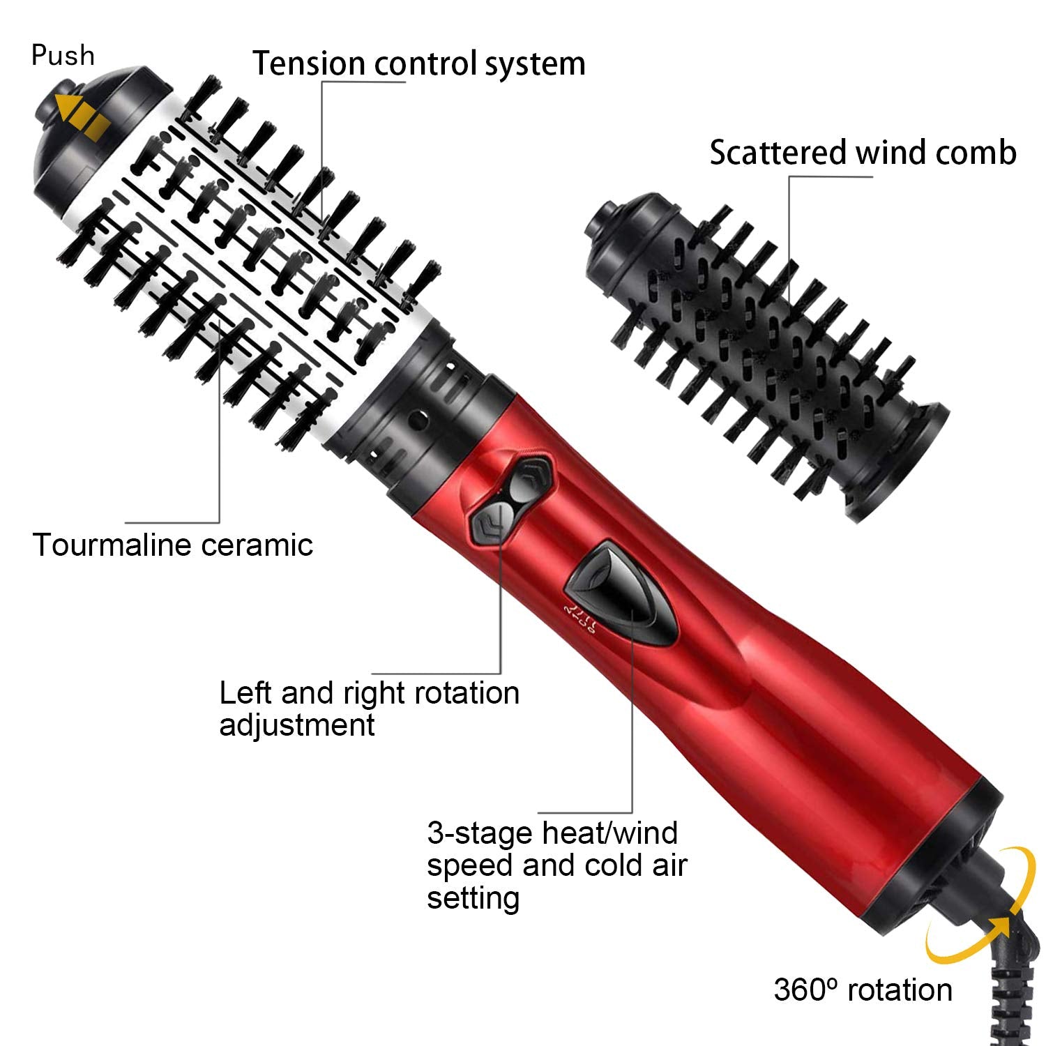 Hot Air Brush One-Step Hair Dryer Brush & Volumizer,Dry & Straighten & Curl & Comb 4 In 1 Salon Negative Ionic Hair Reduce Frizz And Static,Hair Styling Tools For Women And Girl All Types Hair - ultrsbeauty