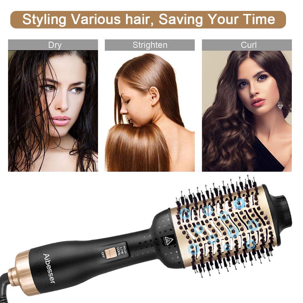 Hair Dryer Brush,One-Step Hair Dryer & Volumizer Hot Air Styler Brush,5 in 1 Multifunctional Blow Dryer Brush, Professional Negative Ion Anti-Frizz Hair Dryer Styler Brush - ultrsbeauty