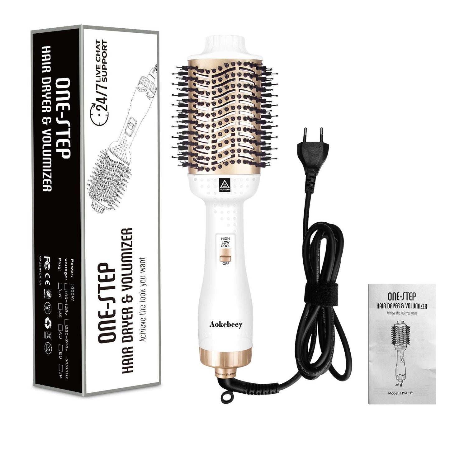 Hair Dryer Brush, One Step Hair Dryer & Volumizer, Hot Air Brush for Hair Styling, Multifunctional 5-in-1 Salon Negative Ionic Hair Straightener & Curly Hair Comb - White and Gold - ultrsbeauty