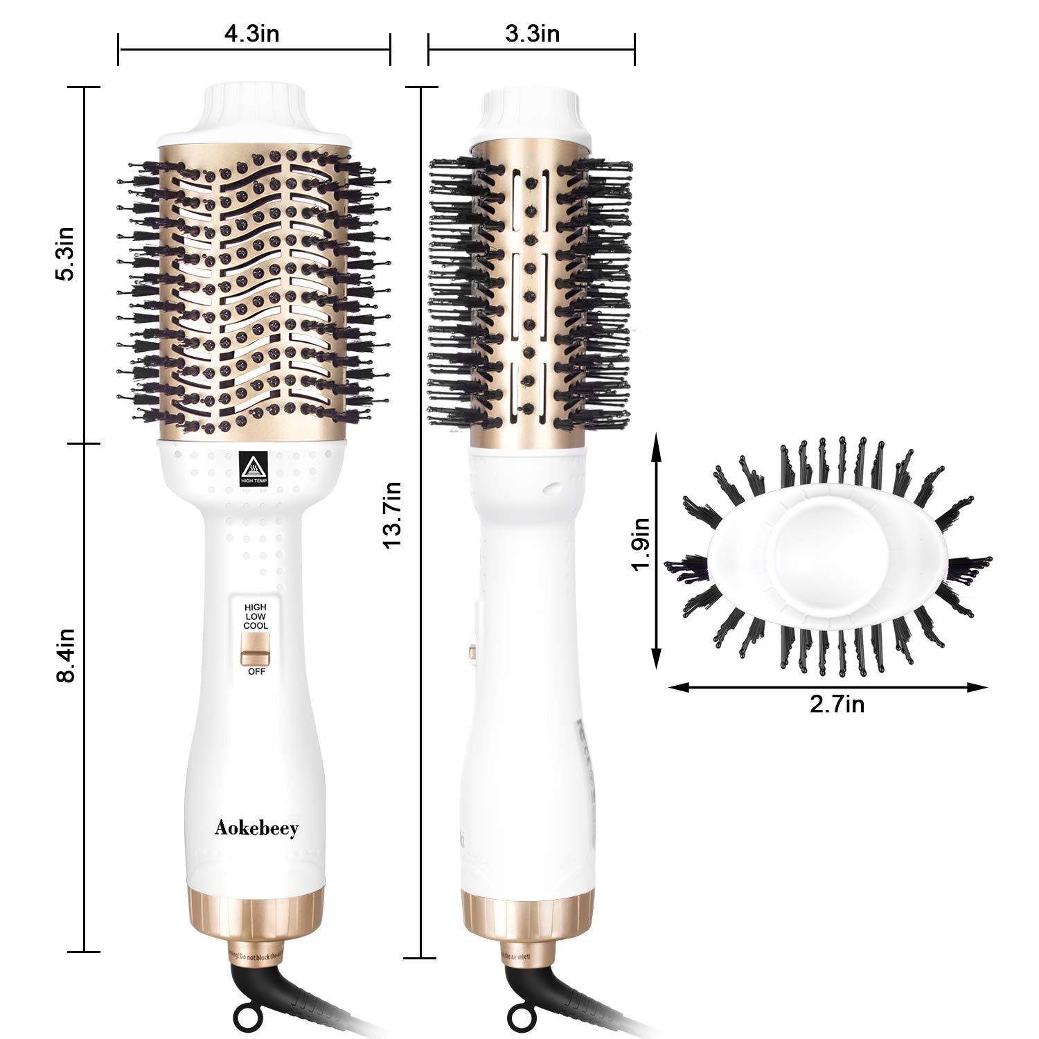 Hair Dryer Brush, One Step Hair Dryer & Volumizer, Hot Air Brush for Hair Styling, Multifunctional 5-in-1 Salon Negative Ionic Hair Straightener & Curly Hair Comb - White and Gold - ultrsbeauty