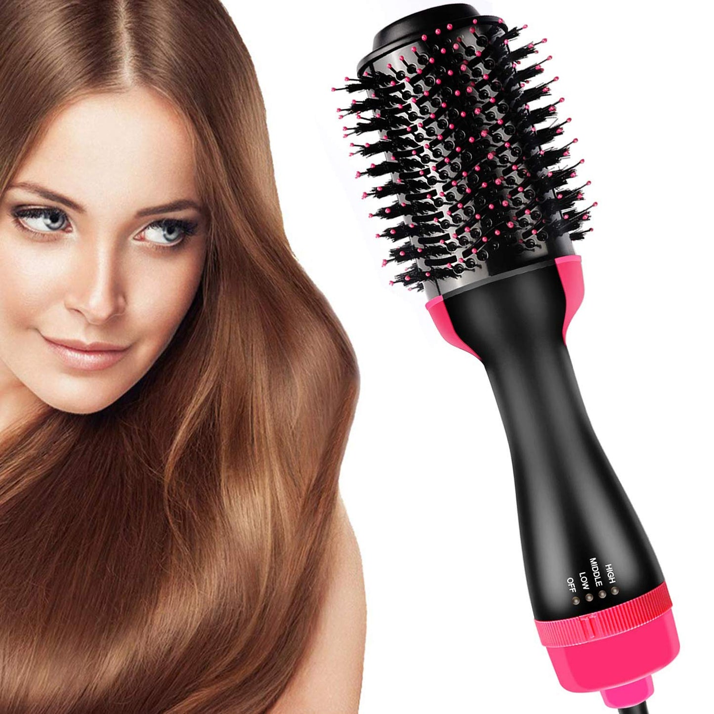 Hair Dryer Brush and Hot Air Hair Brush 3 in 1 Electric One Step Hair Dryer Volumizer with Negative Ion Curling Dryer Brush Styler, Hair Straightening Brush, Rotating Blow Dryer Brush - ultrsbeauty