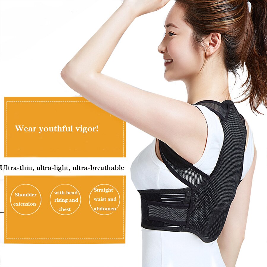 Anti-Humpback Posture Strap Back Support Posture belt Fully Adjustable Shoulder Strap to Relieve Lumbar Pain - ultrsbeauty