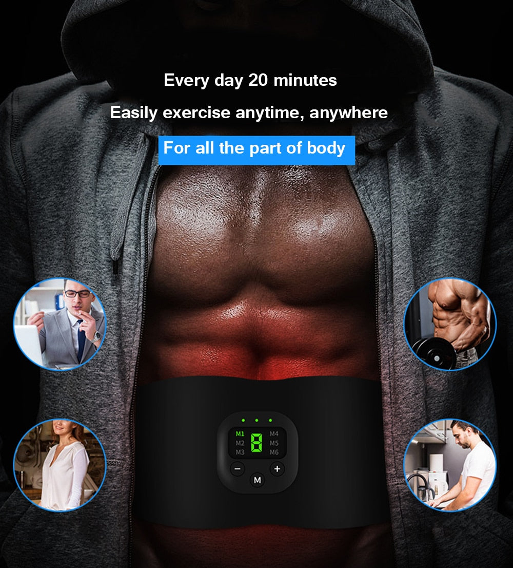 EMS Muscle Stimulator Wireless Muscle Trainer Abdomen Training Belt Fat Burner Weight Loss Stickers Body Slimming Belt Unisex - ultrsbeauty