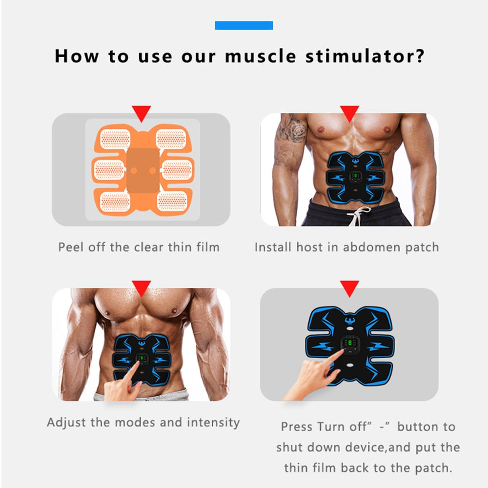 Rechargeable EMS Muscle Stimulator Abdominal Toning Belt ABS Toner Body Muscle Trainer Fitness Training Body Slimming  6 Modes - ultrsbeauty