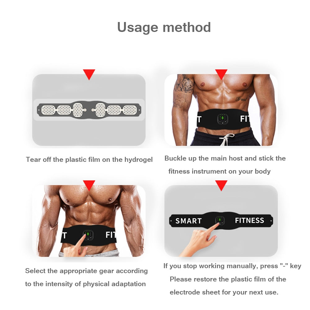 EMS Muscle Stimulator Wireless Muscle Trainer Abdomen Training Belt Fat Burner Weight Loss Stickers Body Slimming Belt Unisex - ultrsbeauty