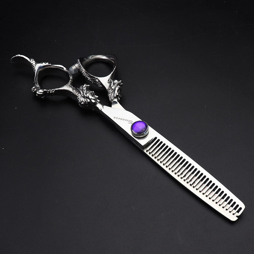 Japan440c professional hairdressing scissors dragon handle hair scissors 5.5/6/7 inch barber shop scissors cutting scissors tool - ultrsbeauty