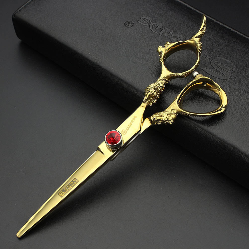 Japan440c professional hairdressing scissors dragon handle hair scissors 5.5/6/7 inch barber shop scissors cutting scissors tool - ultrsbeauty