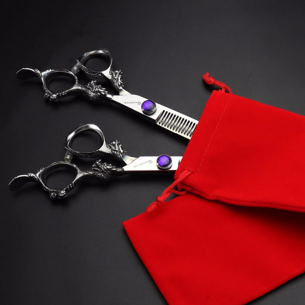 Professional hairdresser cutting scissors thinning scissors dragon handle hair scissors Japan 440c - ultrsbeauty