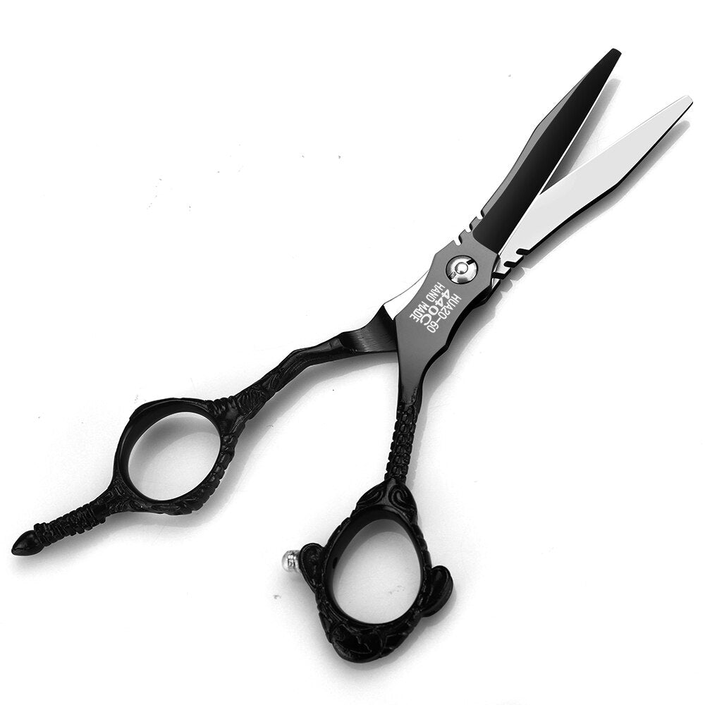 Japan 440c professional hairdressing scissors black 6-inch hair scissors belong to the hairdresser's professional scissors - ultrsbeauty