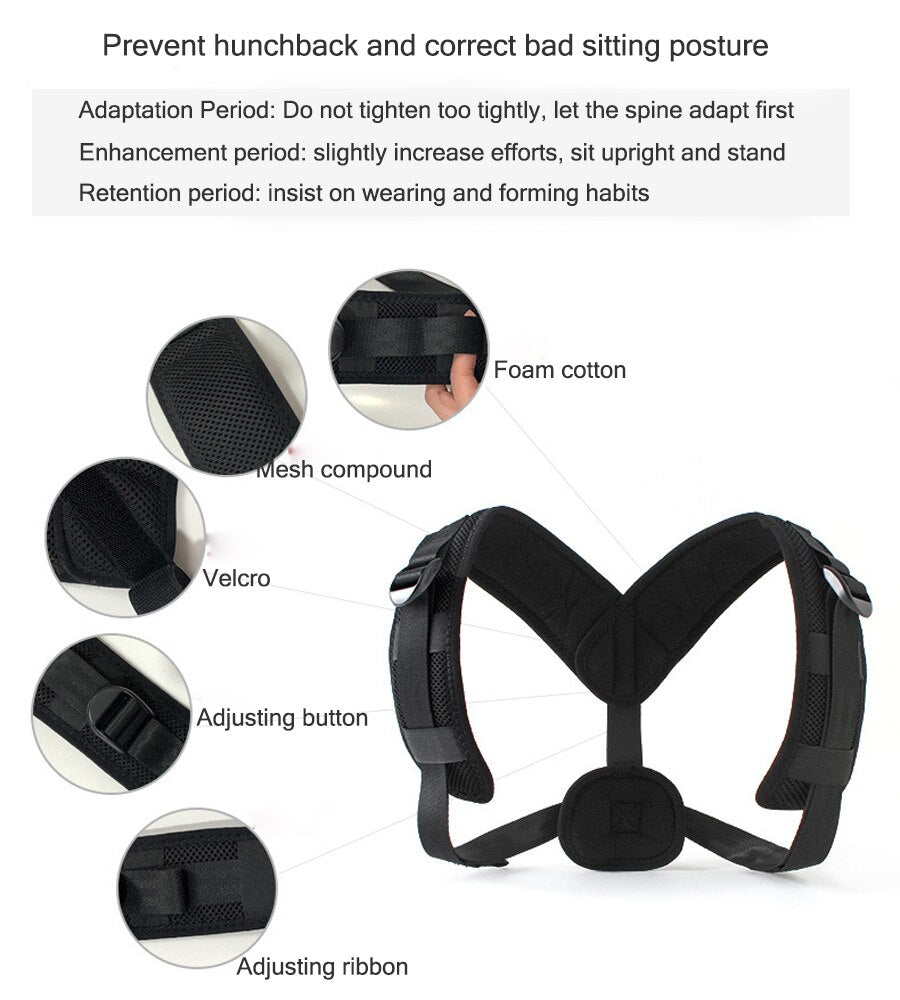 Humpback Correction Belt Shoulder Back Support Posture Corrector Corset Adjustable Adult Children Clavicle Braces Breathable - ultrsbeauty