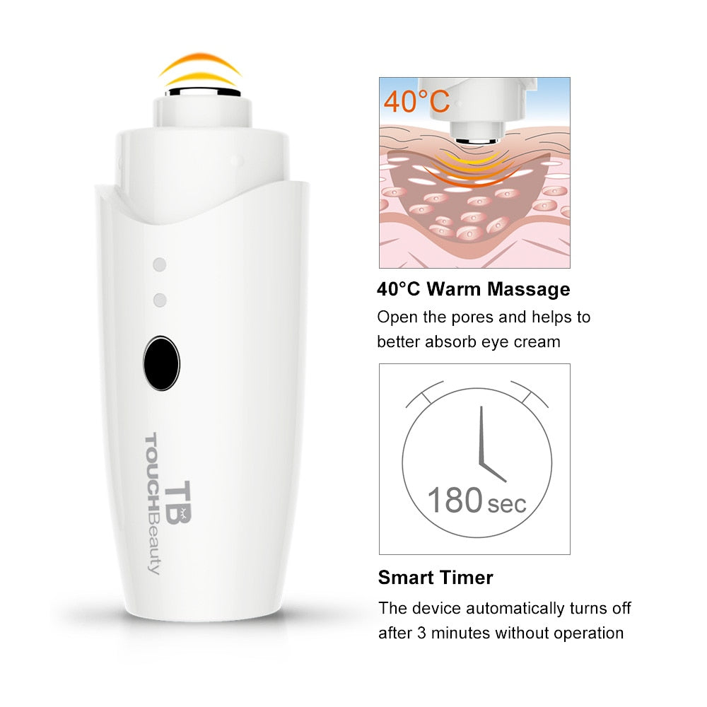 TOUCHBeauty Heated Anti-Aging Vibrating Eye Massage, Mini eye fine lines Sonic Eye Device, Lighten Dark Circles and Puffiness - ultrsbeauty