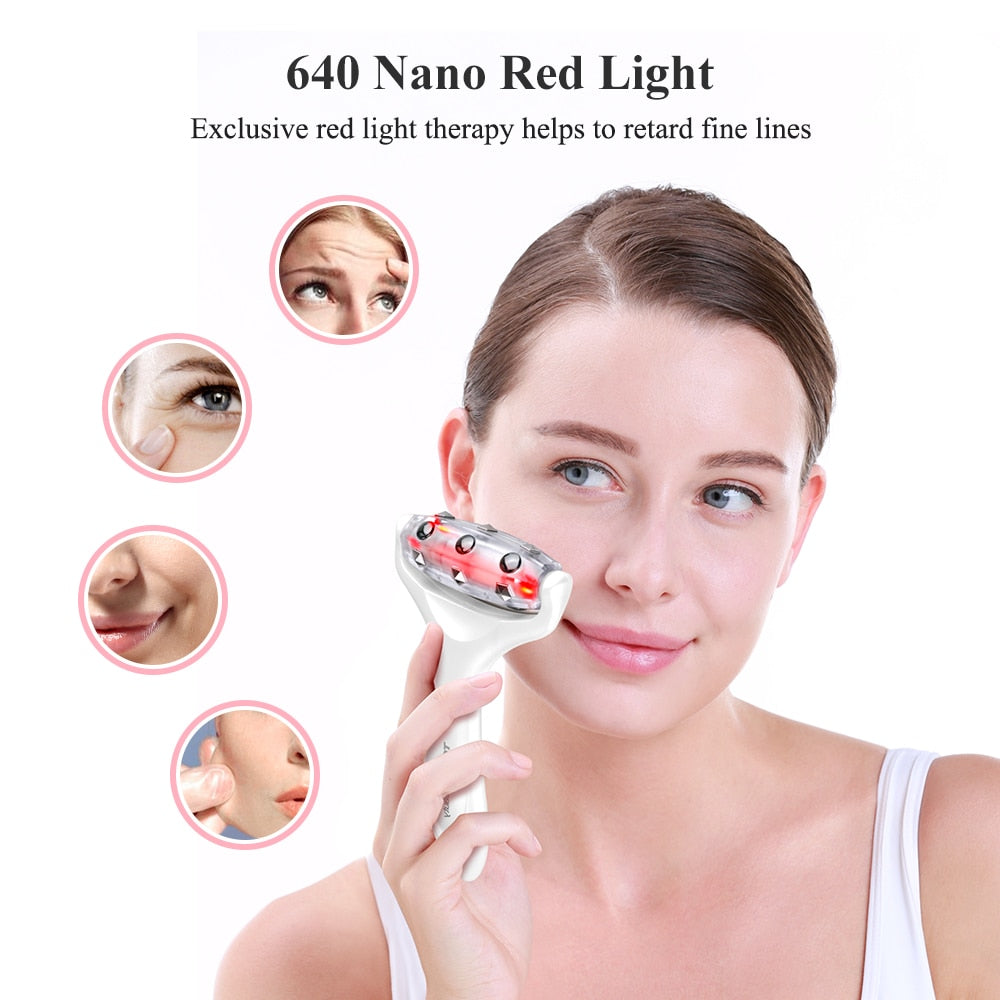 TOUCHBeauty Red light Face Massager Roller for face slimming, Remove dropsy, Improve absorption Skin Care derma roller TB-0888 - ultrsbeauty