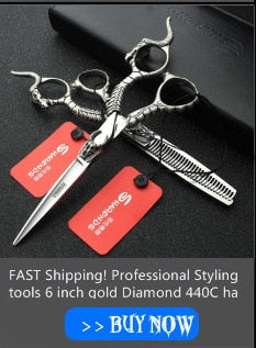 Professional 6-inch Japanese hair scissors high-end steamed bread crusher hair styling tools stainless steel thin scissors - ultrsbeauty