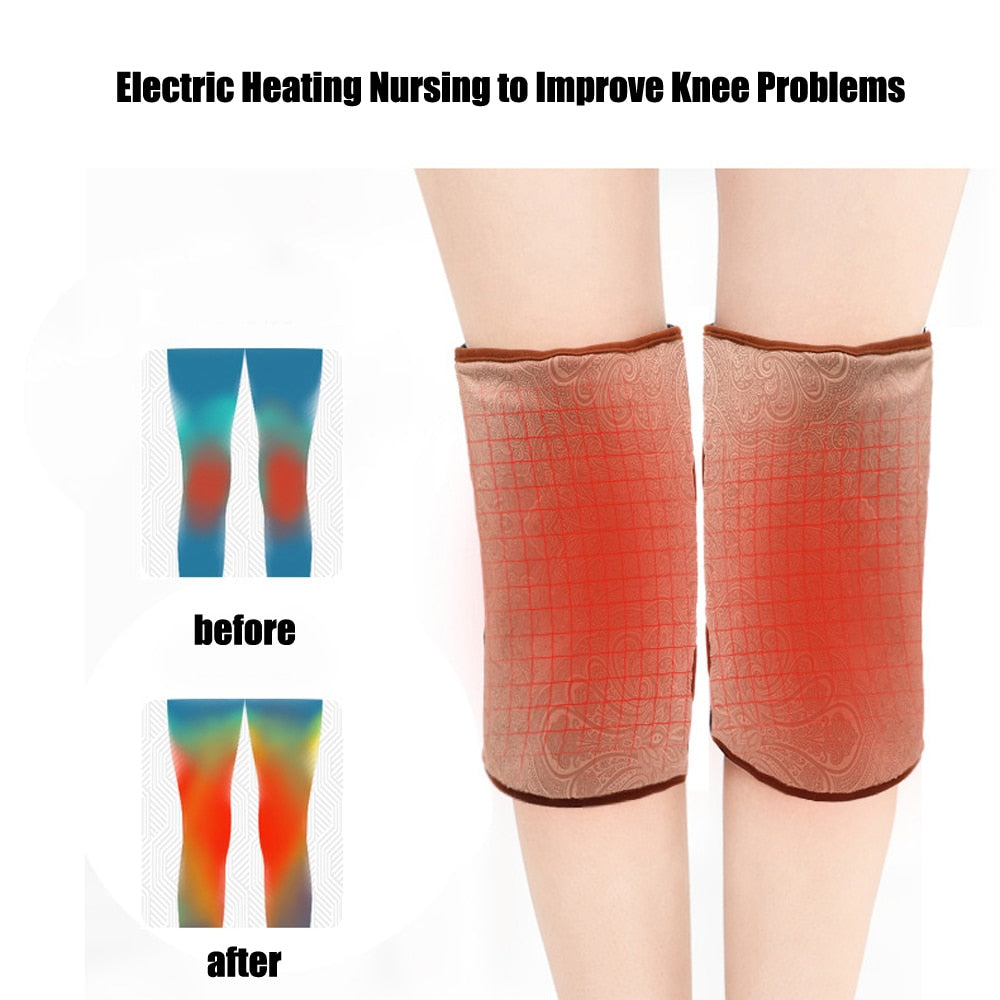 Health Care 1 Pair Electric Heating Knee Pads moxibustion Therapy Arthritis Rheumatism 220V Adjustable Temperature Knee warm pad - ultrsbeauty