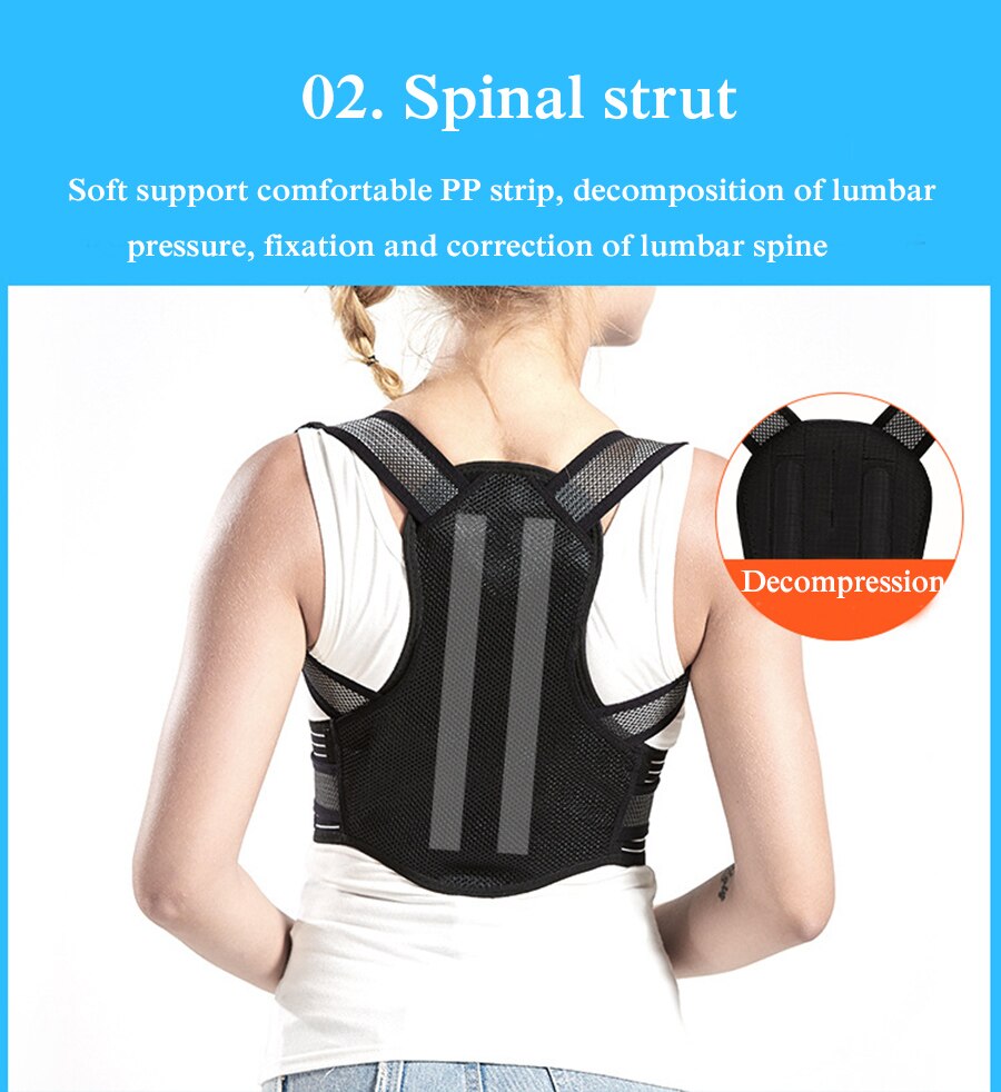 Anti-Humpback Posture Strap Back Support Posture belt Fully Adjustable Shoulder Strap to Relieve Lumbar Pain - ultrsbeauty