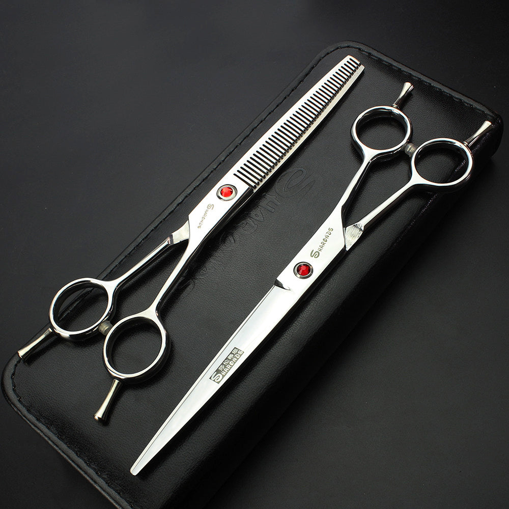 Japan 7inch personalized ruby professional hair styling barber scissors tool set salon dedicated hairdressing scissors - ultrsbeauty