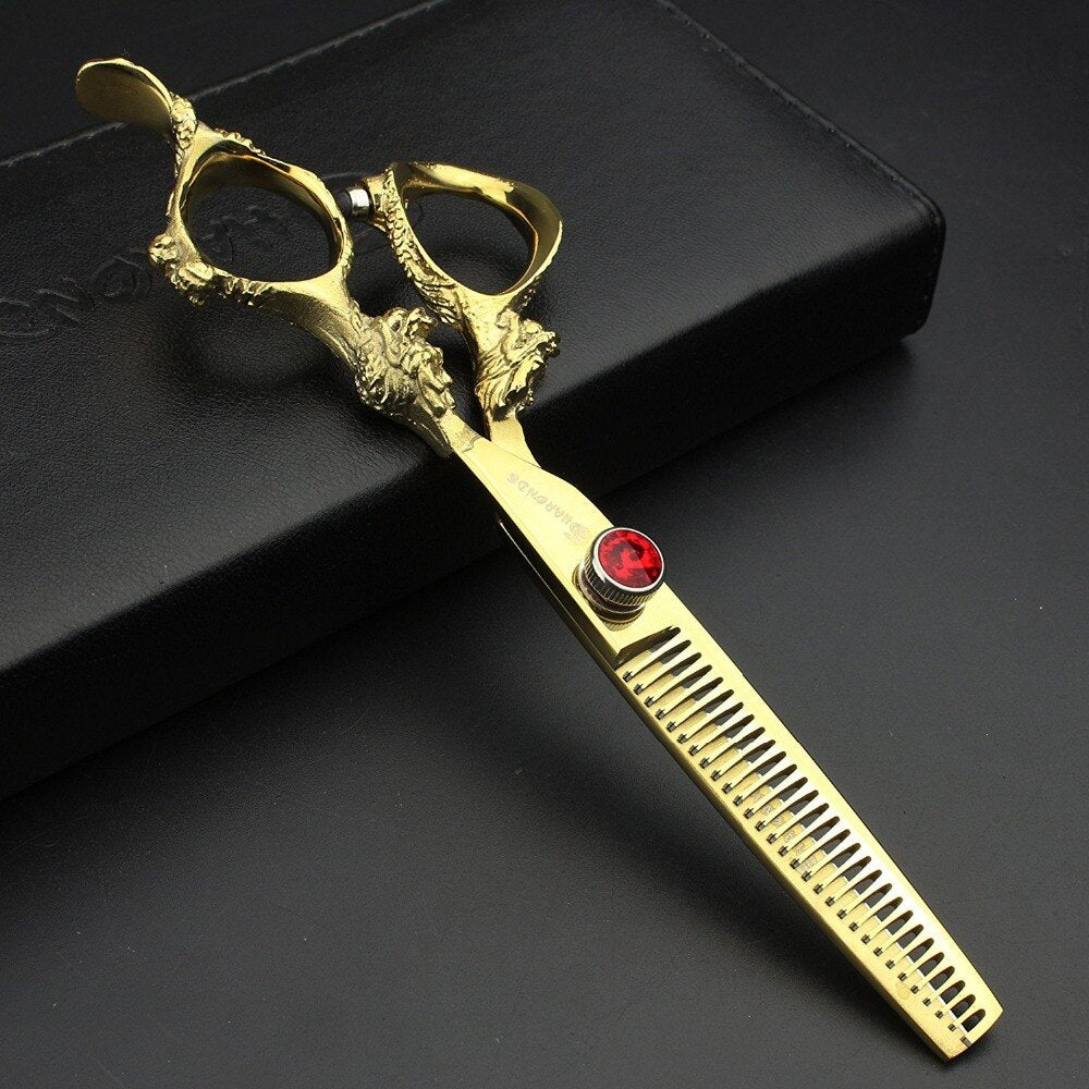 Japan440c professional hairdressing scissors dragon handle hair scissors 5.5/6/7 inch barber shop scissors cutting scissors tool - ultrsbeauty