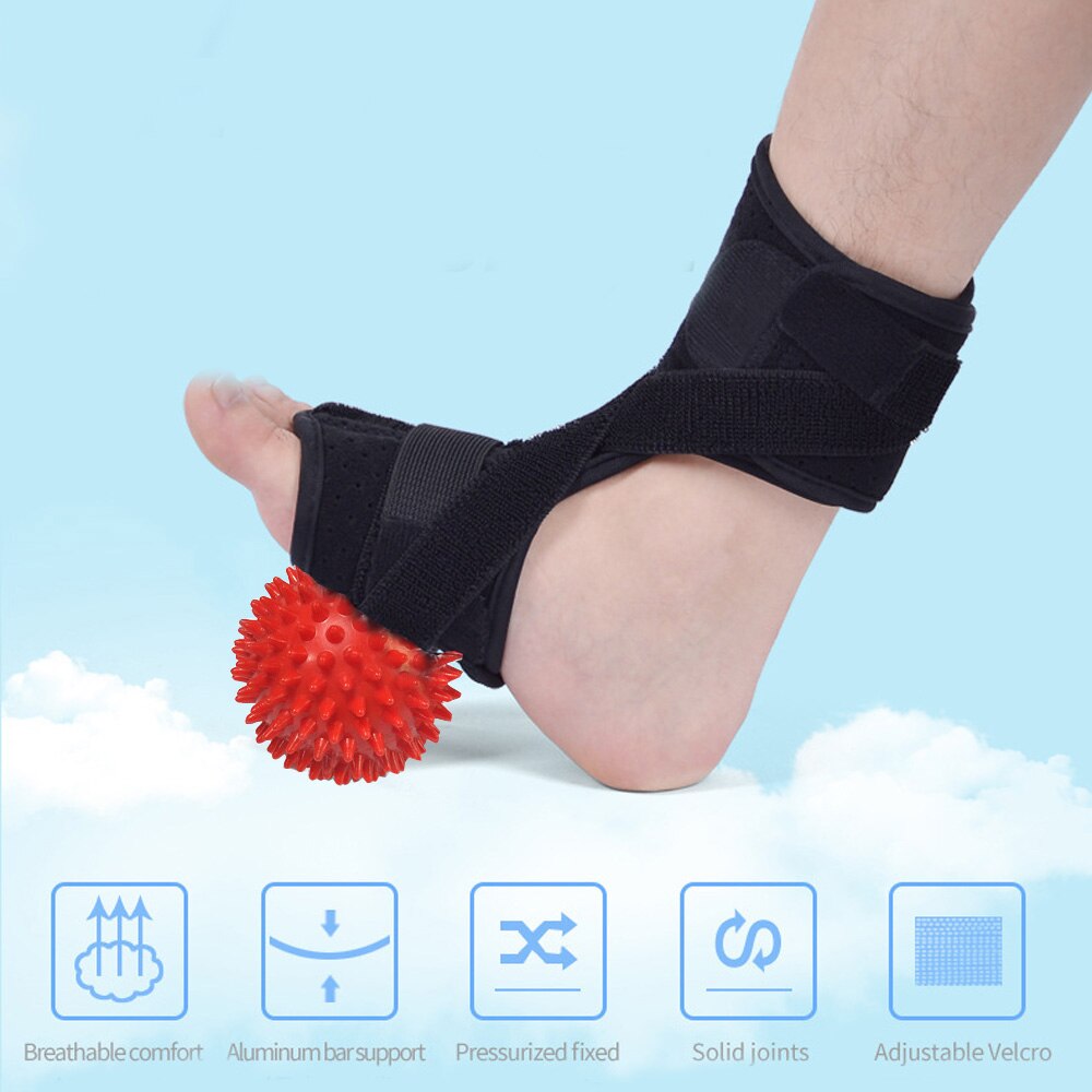 Foot Plantar Fasciitis Dorsal Night Splint Foot Orthosis Stabilizer Medical Foot Drop Ankle Splint Support + Spiky Massage Ball - ultrsbeauty