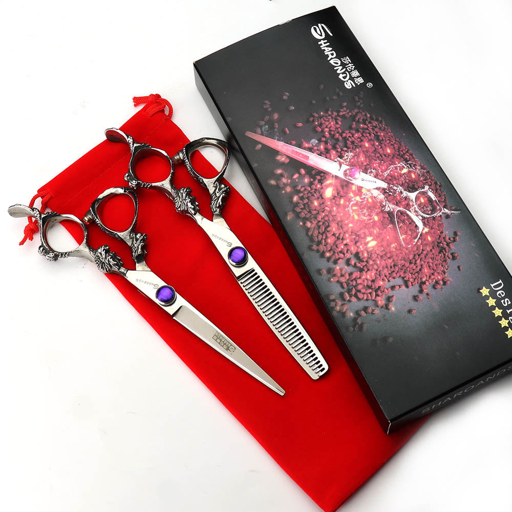 Professional hairdresser cutting scissors thinning scissors dragon handle hair scissors Japan 440c - ultrsbeauty