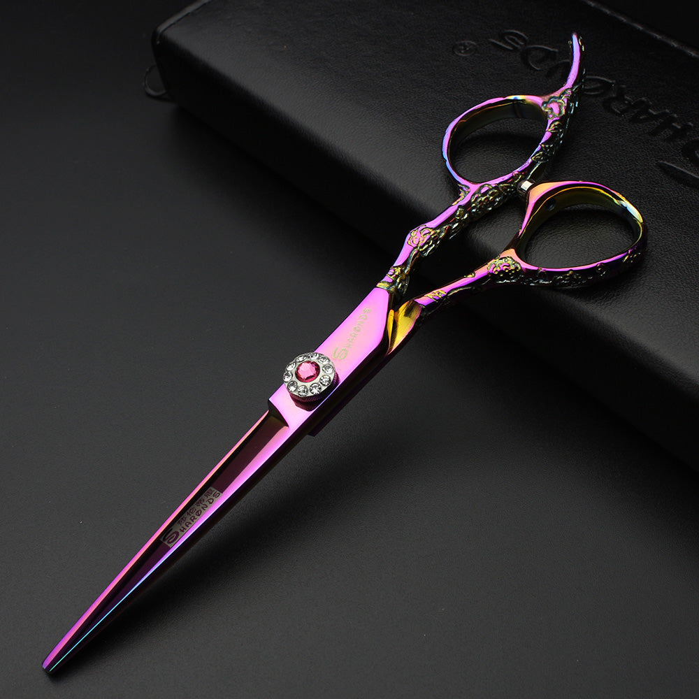 Japan 440C 6 inch hairdresser special Hair scissors   rose handle 6 inch professional hairdressing scissors - ultrsbeauty