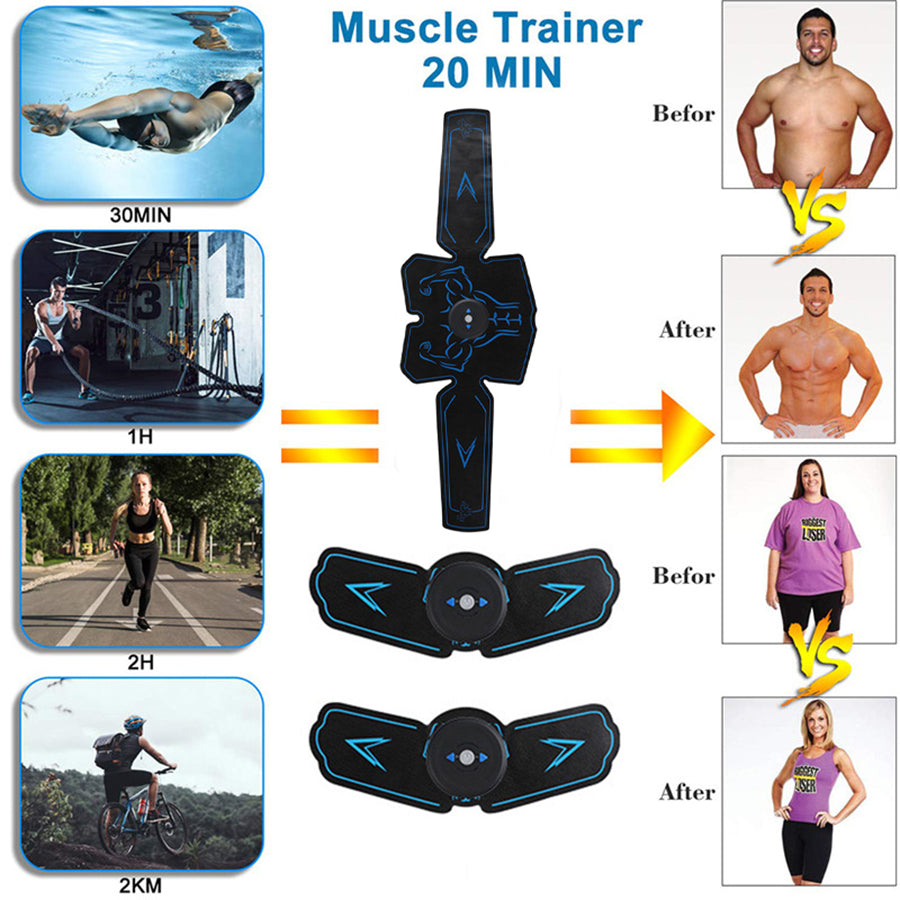 Smart EMS Muscle Trainer Electric Muscle Stimulator Wireless Abdominal Arm ABS Stimulator Fitness Slimming Gel Massager - ultrsbeauty