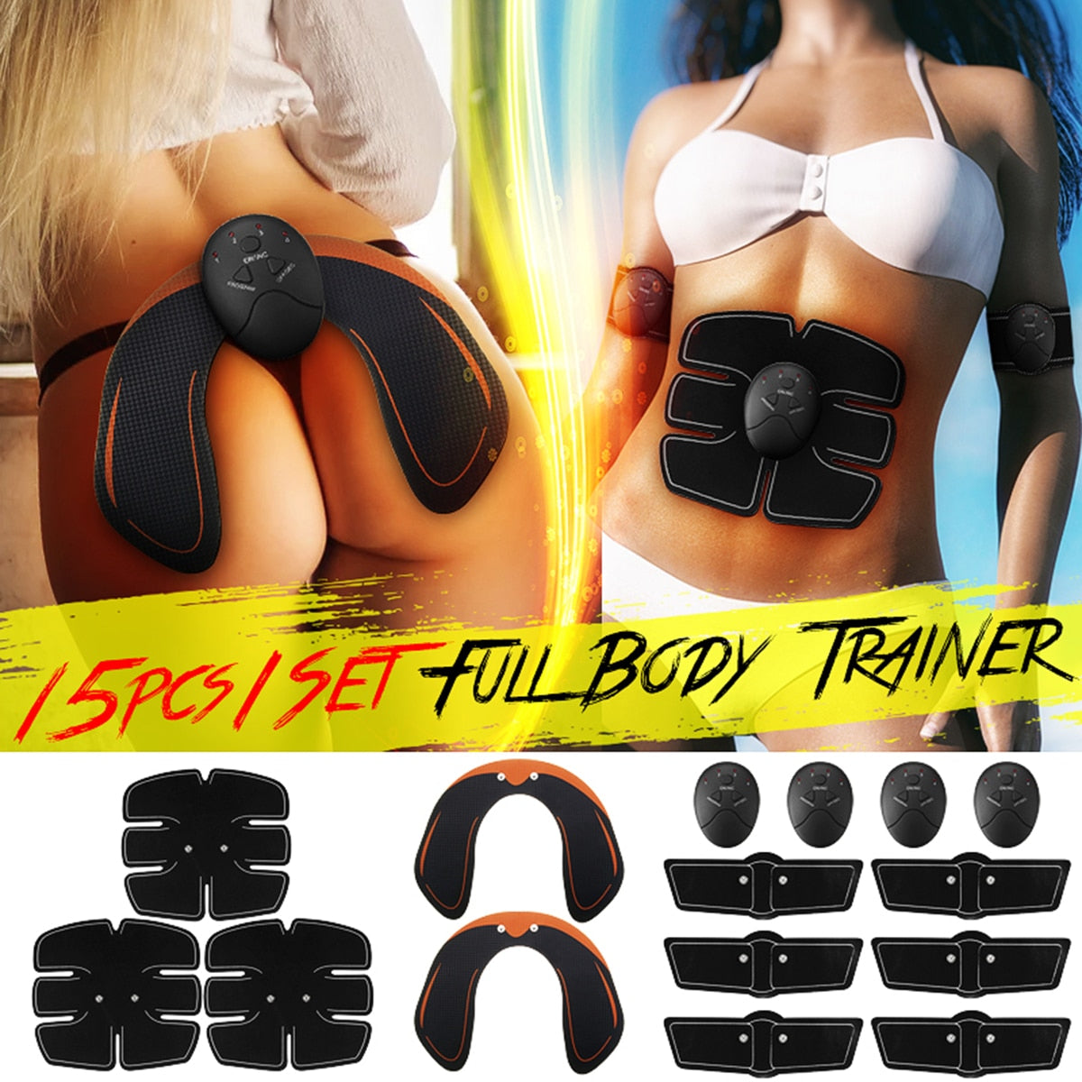 15PCS/Set EMS Muscle Abdominal Trainer Smart Wireless Muscle ABS Hip Abdominal Muscle Stimulator Massage Set Weight Loss - ultrsbeauty