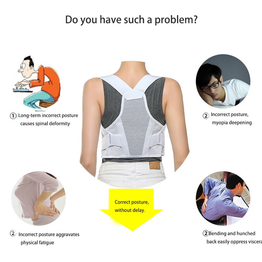 New Adjustable Sitting Posture Correction belt Anti-hunchback Strap Posture Support Corrector Back Pain Brace Belt Men Women - ultrsbeauty