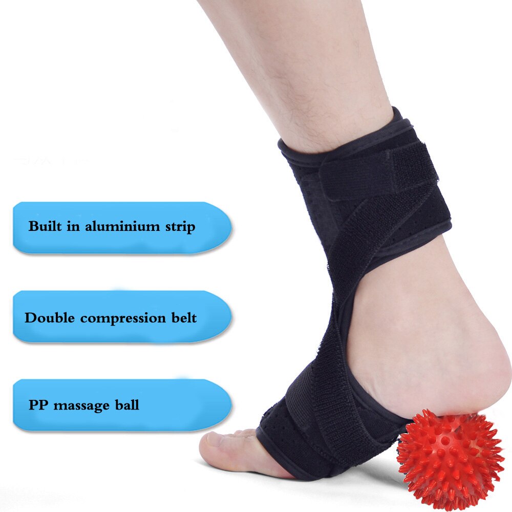 Foot Plantar Fasciitis Dorsal Night Splint Foot Orthosis Stabilizer Medical Foot Drop Ankle Splint Support + Spiky Massage Ball - ultrsbeauty