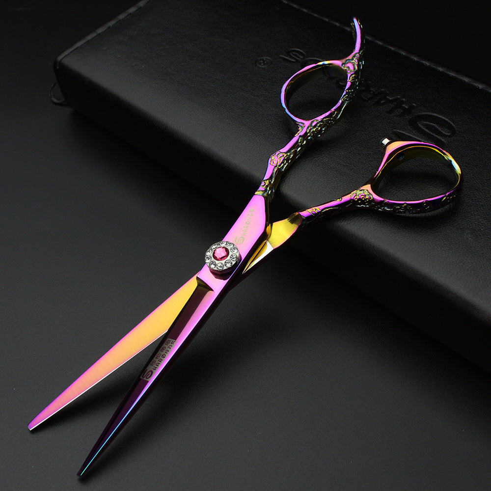 Japan 440C 6 inch hairdresser special Hair scissors   rose handle 6 inch professional hairdressing scissors - ultrsbeauty