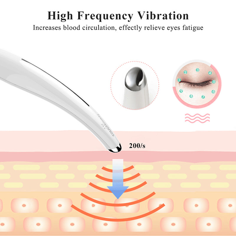 TOUCHBeauty Sonic Vibration Eye Massager, 40 Heated Wand, Relieves Dark Circles and Puffiness Eye Skin Care Device TB-1583 pink - ultrsbeauty