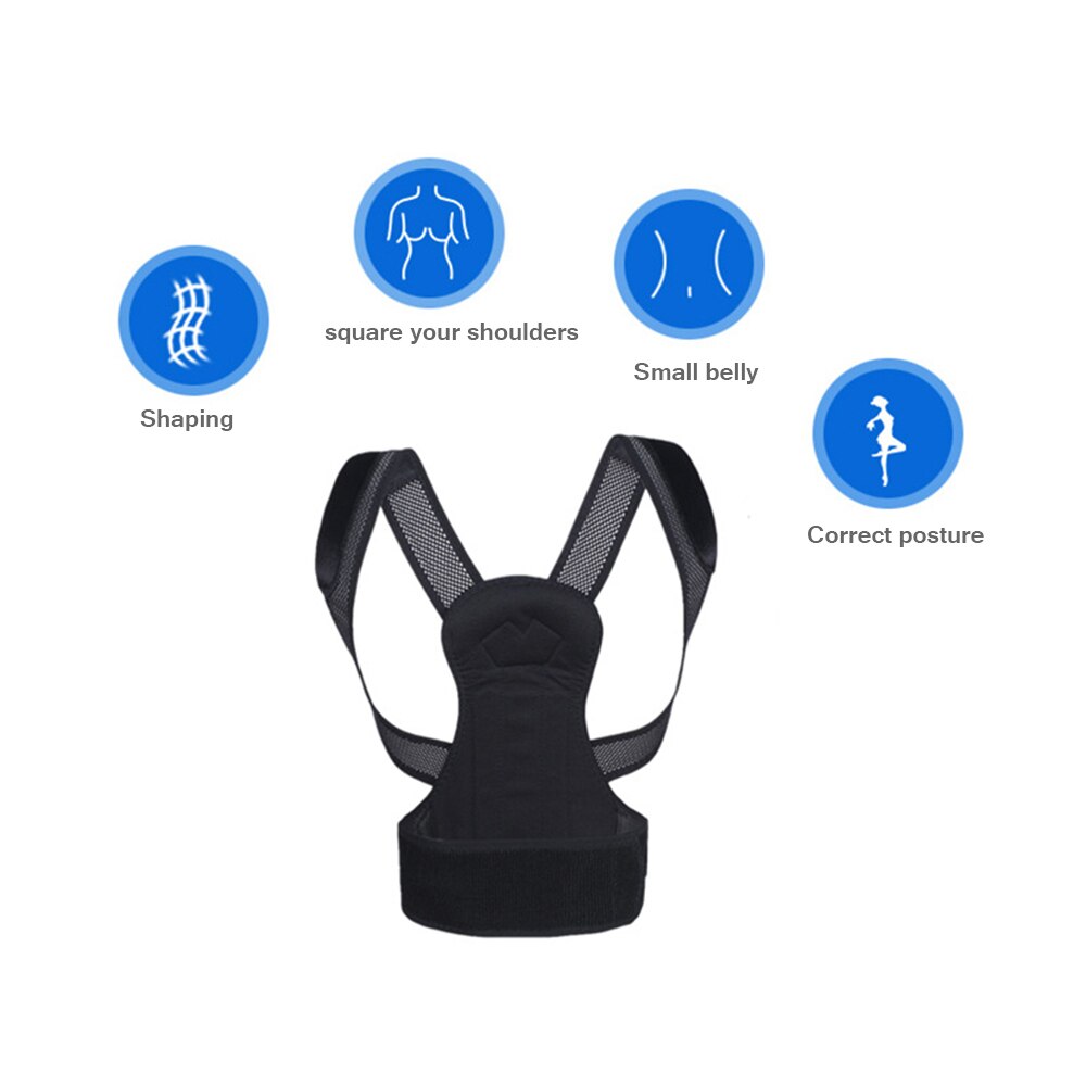 Adjustable Black Back Posture Corrector Shoulder Lumbar Spine Brace Support Belt Health Care for for Men Women Adult Students - ultrsbeauty