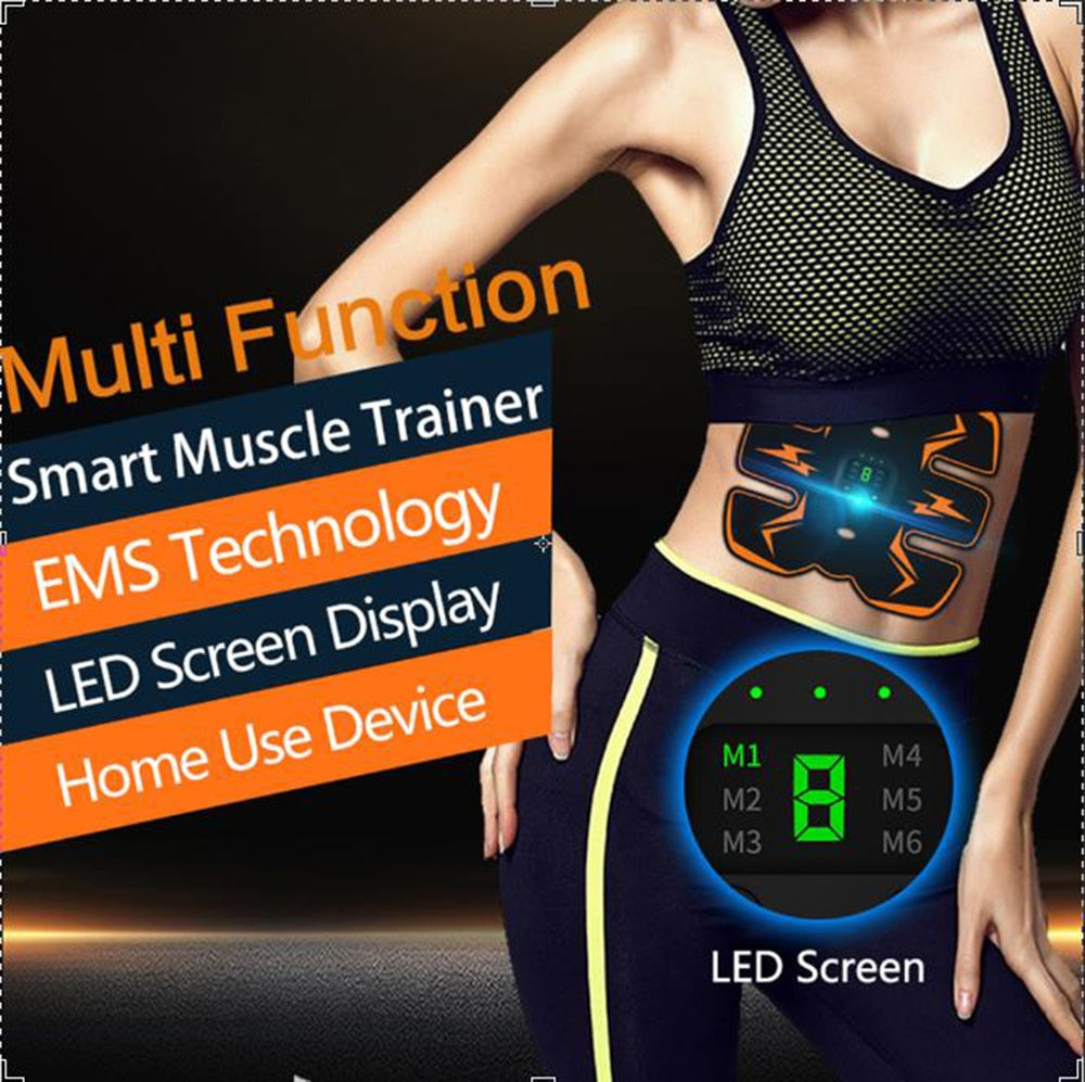 Rechargeable EMS Muscle Stimulator Abdominal Toning Belt ABS Toner Body Muscle Trainer Fitness Training Body Slimming  6 Modes - ultrsbeauty