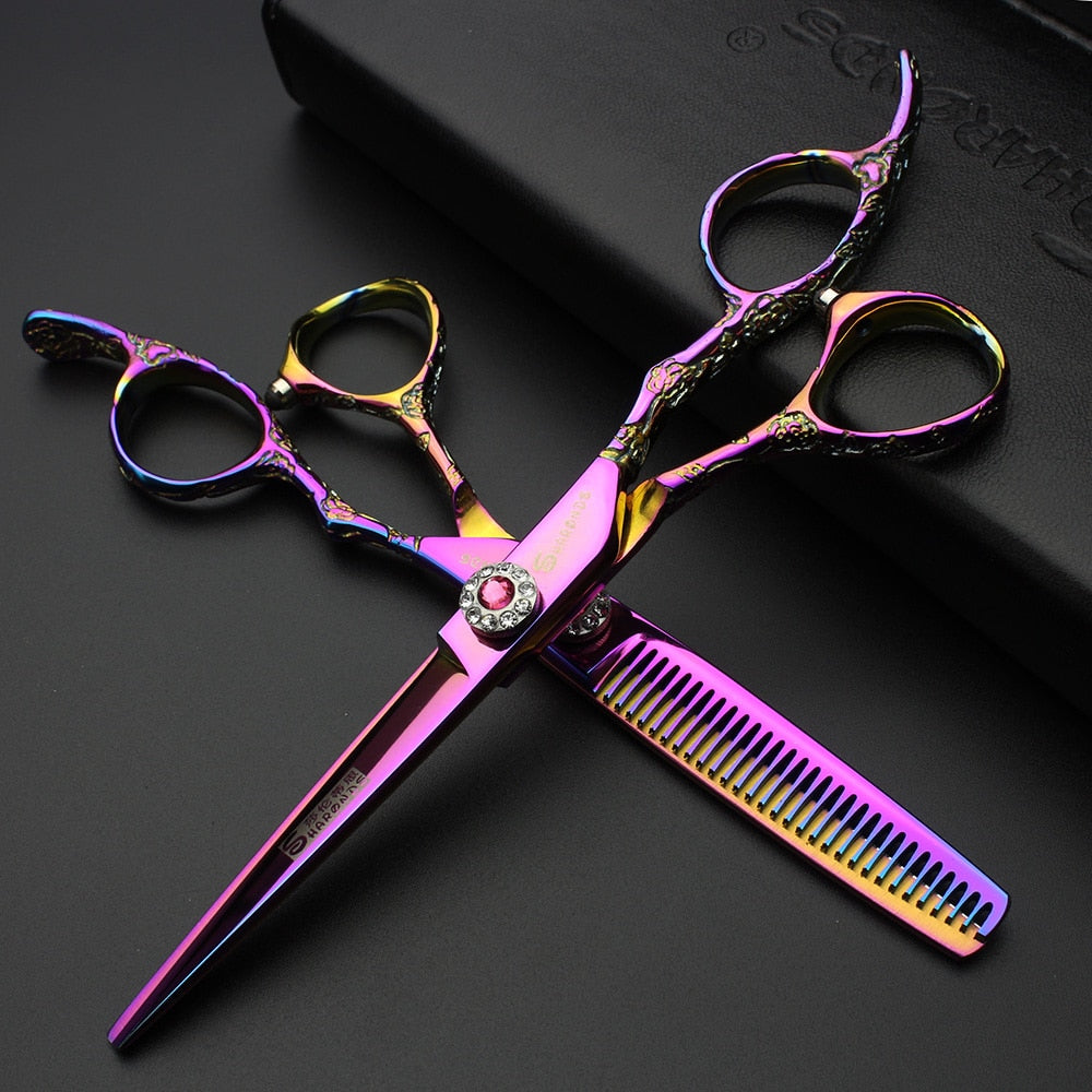 Japan 440C 6 inch hairdresser special Hair scissors   rose handle 6 inch professional hairdressing scissors - ultrsbeauty